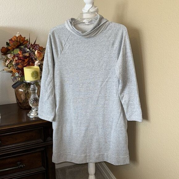 J. Crew Funnelneck Gray Sweatshirt Dress Small - Picture 3 of 4